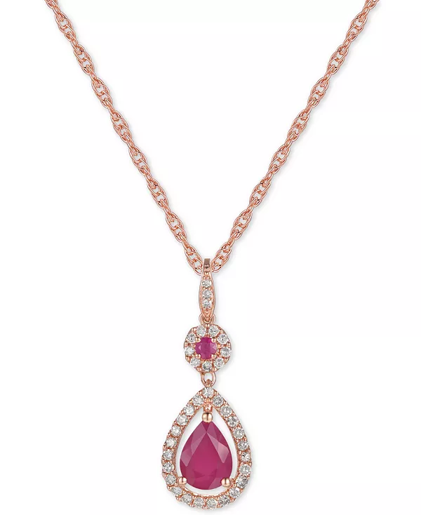 Ожерелье с подвеской из 14-каратного розового золота с рубином (1-1/4 карата) и бриллиантом (1/3 карата) (также доступно с танзанитом) Macy'S, ruby
Ожерелье с подвеской из 14-каратного розового золота с рубином (1-1/4 карата) и бриллиантом (1/3 карата) (также доступно с танзанитом) Macy'S, ruby