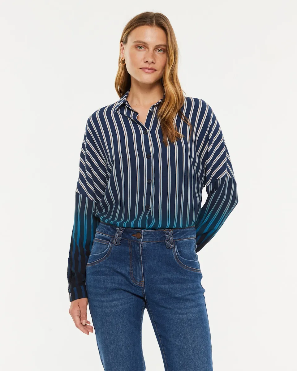 Женская рубашка с принтом в полоску и отложным воротником Paz Torras, синий
Женская рубашка с принтом в полоску и отложным воротником Paz Torras, синий