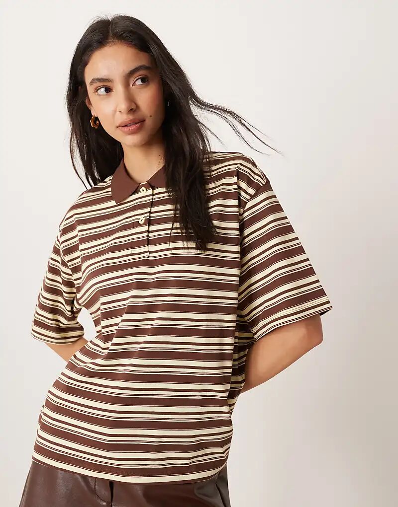 Поло AWARE с короткими рукавами в коричнево-желтую полоску
Поло AWARE с короткими рукавами в коричнево-желтую полоску