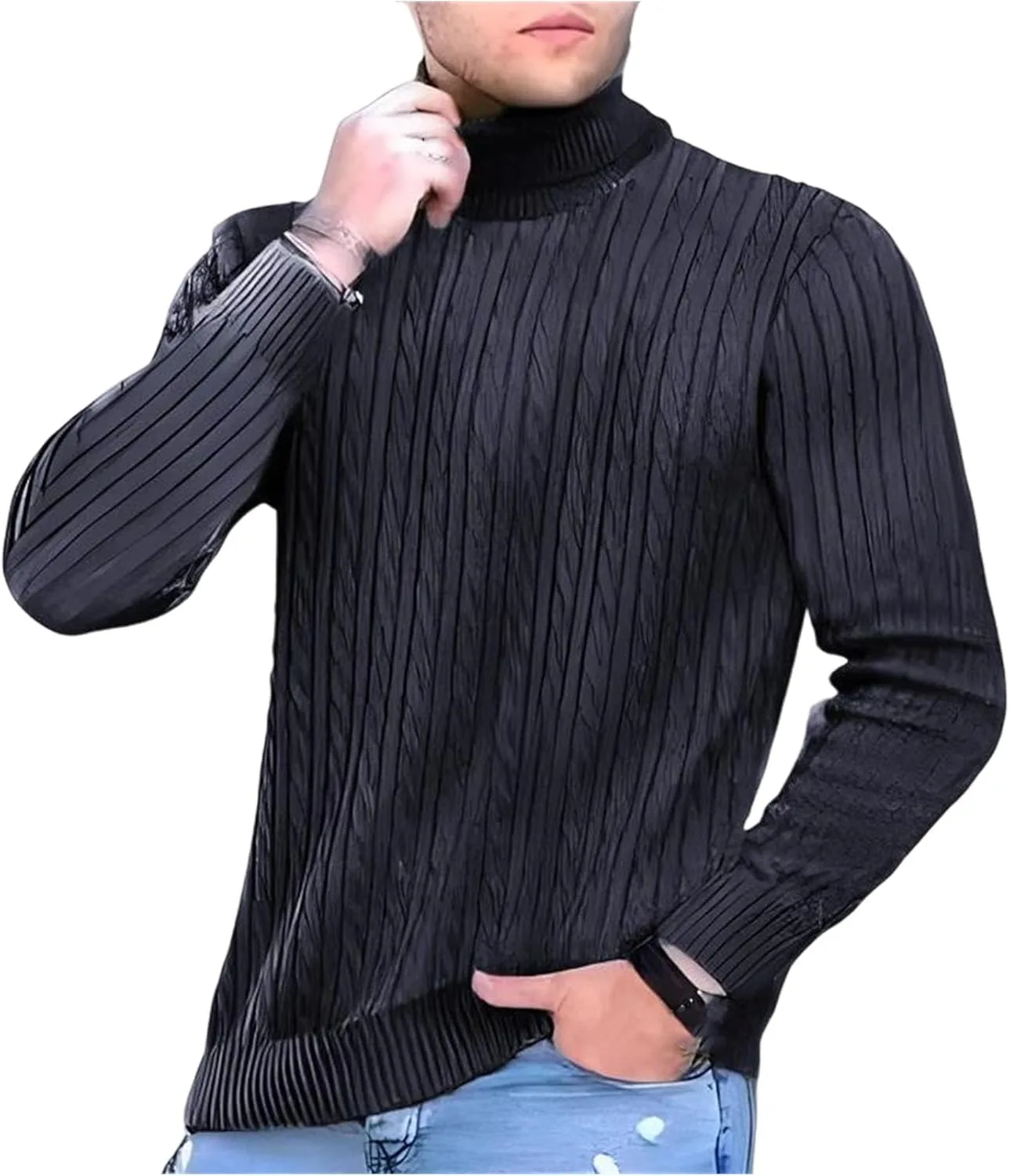 Мужской свитер с высоким воротником, теплый и дышащий
Мужской свитер с высоким воротником, теплый и дышащий