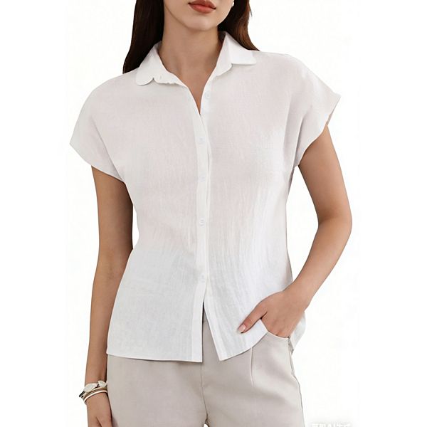 Хлопковая льняная рубашка для женщин с коротким рукавом Inspire Chic, White
Хлопковая льняная рубашка для женщин с коротким рукавом Inspire Chic, White