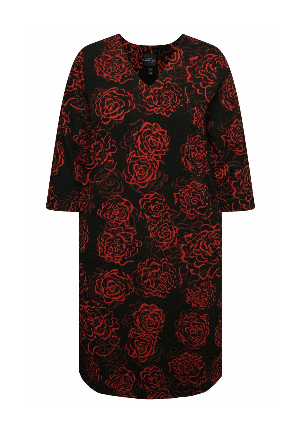 Повседневное платье FLORAL JACQUARD 3/4 SLEEVE Ulla Popken, красный 
Повседневное платье FLORAL JACQUARD 3/4 SLEEVE Ulla Popken, красный