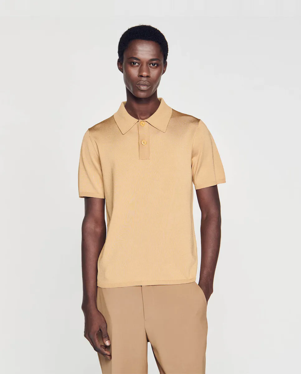 Мужская трикотажная рубашка-поло с короткими рукавами Sandro, бежевый
Мужская трикотажная рубашка-поло с короткими рукавами Sandro, бежевый
