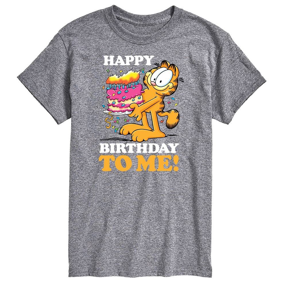 Мужская футболка с рисунком Garfield Happy Birthday To Me Licensed Character, серый 
Мужская футболка с рисунком Garfield Happy Birthday To Me Licensed Character, серый