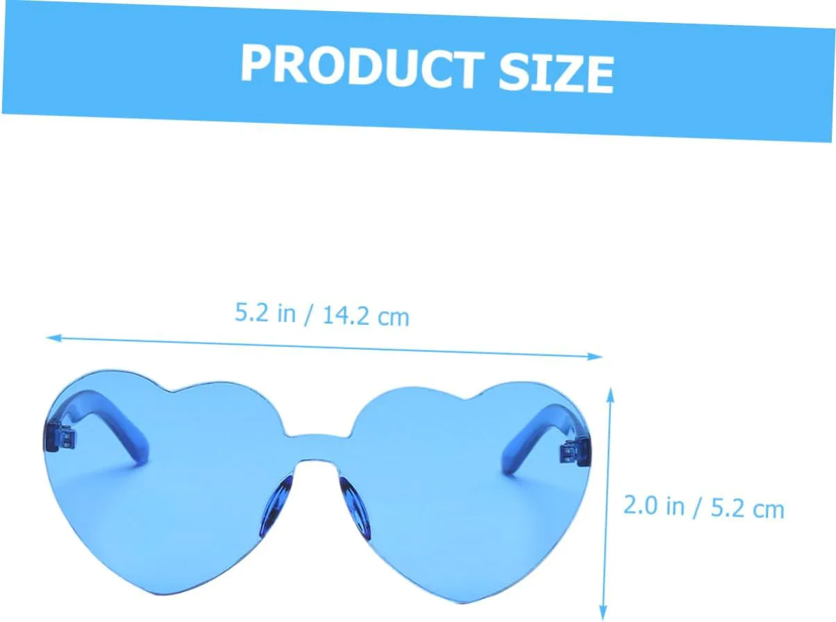 VALICLUD 4 шт. Солнцезащитные очки без оправы в форме сердца для женщин, синяя прозрачная оправа, летние защитные очки для глаз, аксессуары для вечеринок, Blue
VALICLUD 4 шт. Солнцезащитные очки без оправы в форме сердца для женщин, синяя прозрачная оправа, летние защитные очки для глаз, аксессуары для вечеринок, Blue