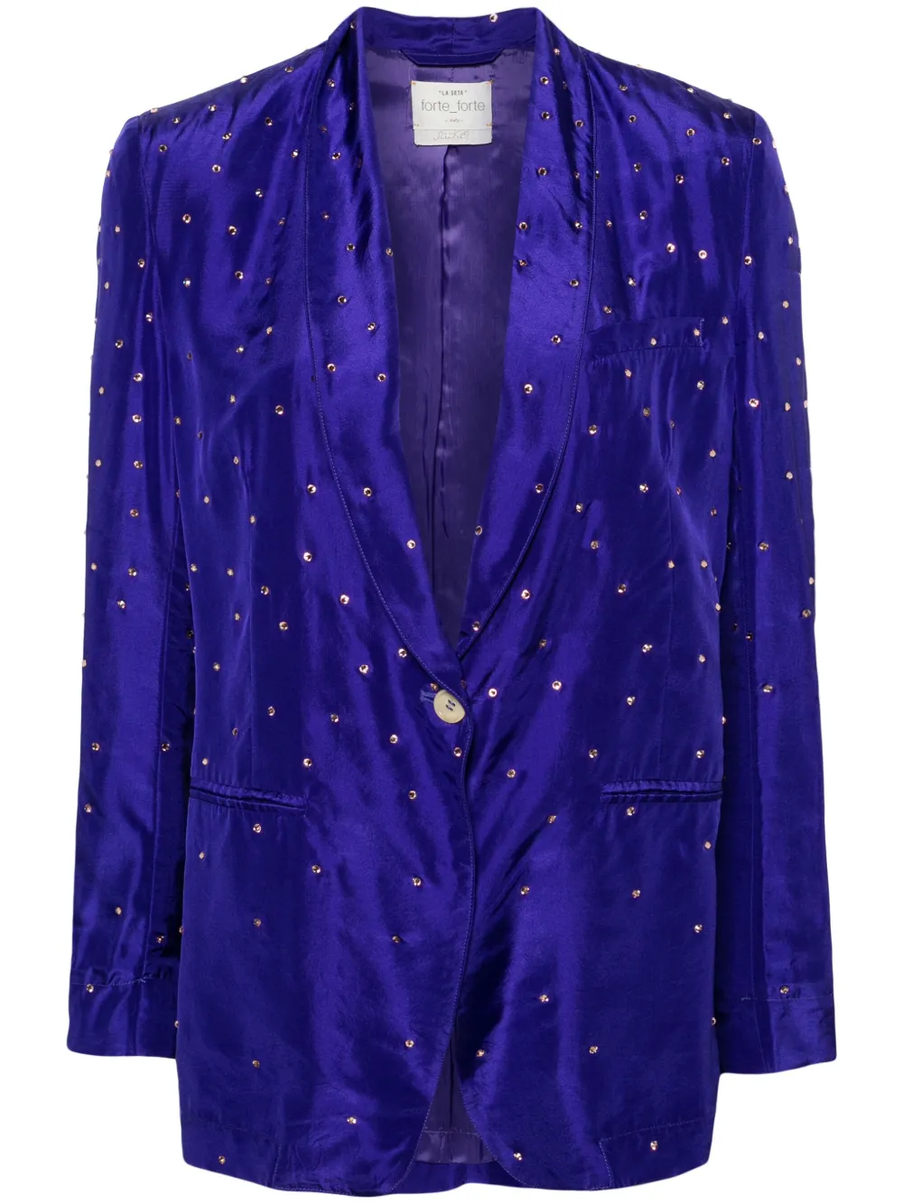 Шелковый блейзер с кристаллами Forte Forte, фиолетовый
Шелковый блейзер с кристаллами Forte Forte, фиолетовый