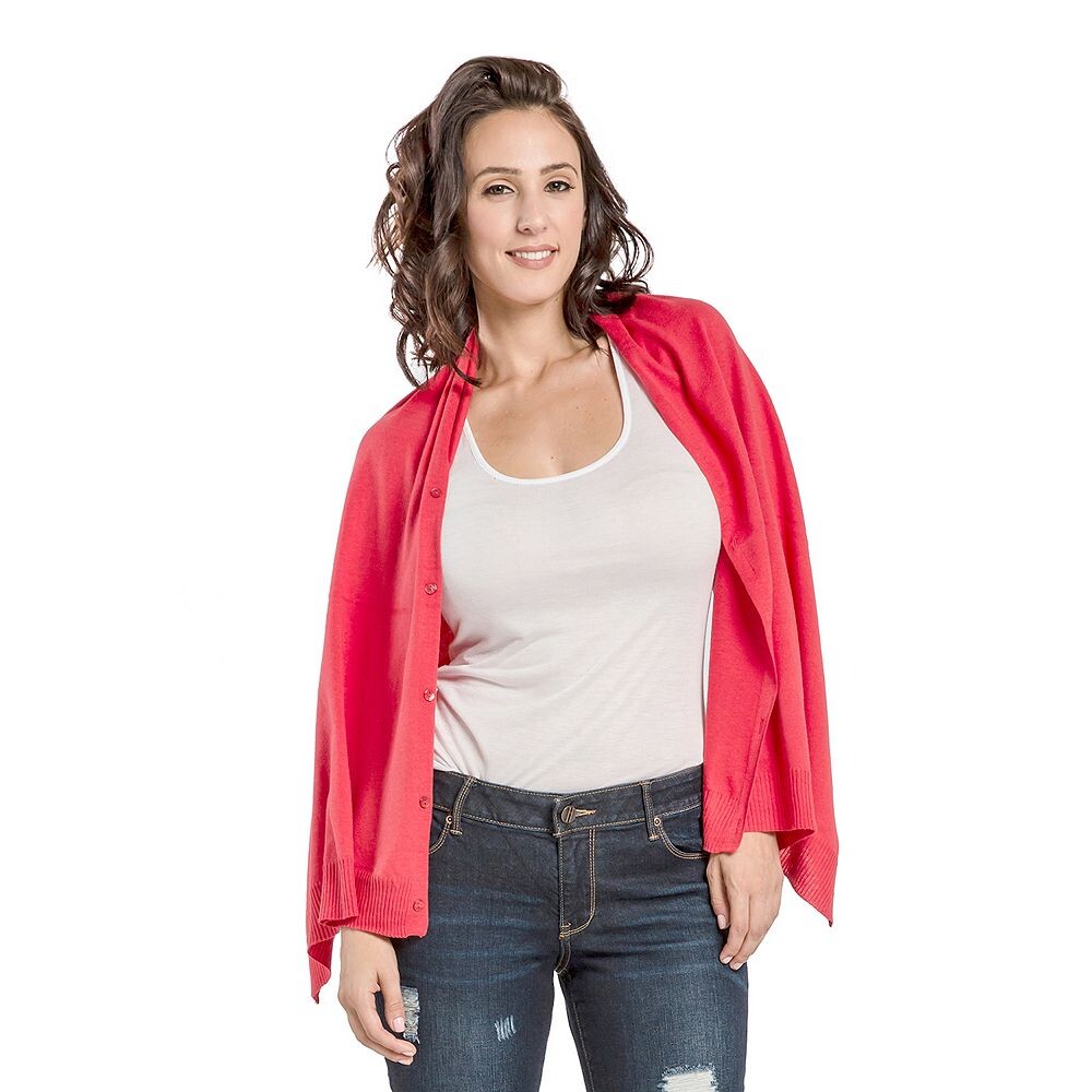 Женский свитер тонкого калибра Miss Halladay, вязаный универсальный палантин на пуговицах, Korvette, коралловый 
Женский свитер тонкого калибра Miss Halladay, вязаный универсальный палантин на пуговицах, Korvette, коралловый