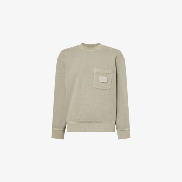 Свитшот Emporio Armani из хлопкового джерси с нашивкой с логотипом и накладными карманами, серо-зеленый
Свитшот Emporio Armani из хлопкового джерси с нашивкой с логотипом и накладными карманами, серо-зеленый