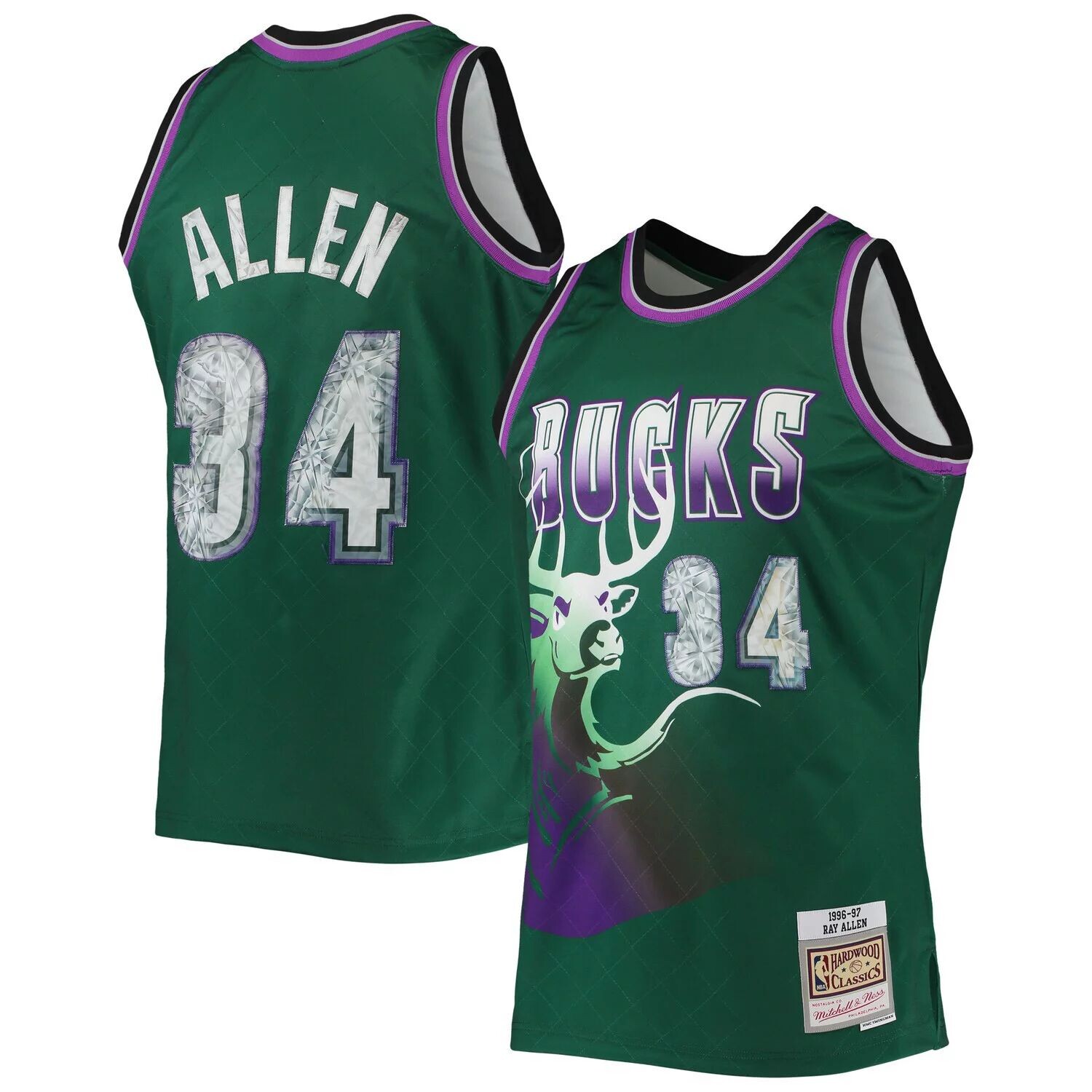 Мужская майка Mitchell & Ness Ray Allen Green Milwaukee Bucks 1996-97 Hardwood Classics, посвященная 75-летию Diamond Swingman
Мужская майка Mitchell & Ness Ray Allen Green Milwaukee Bucks 1996-97 Hardwood Classics, посвященная 75-летию Diamond Swingman