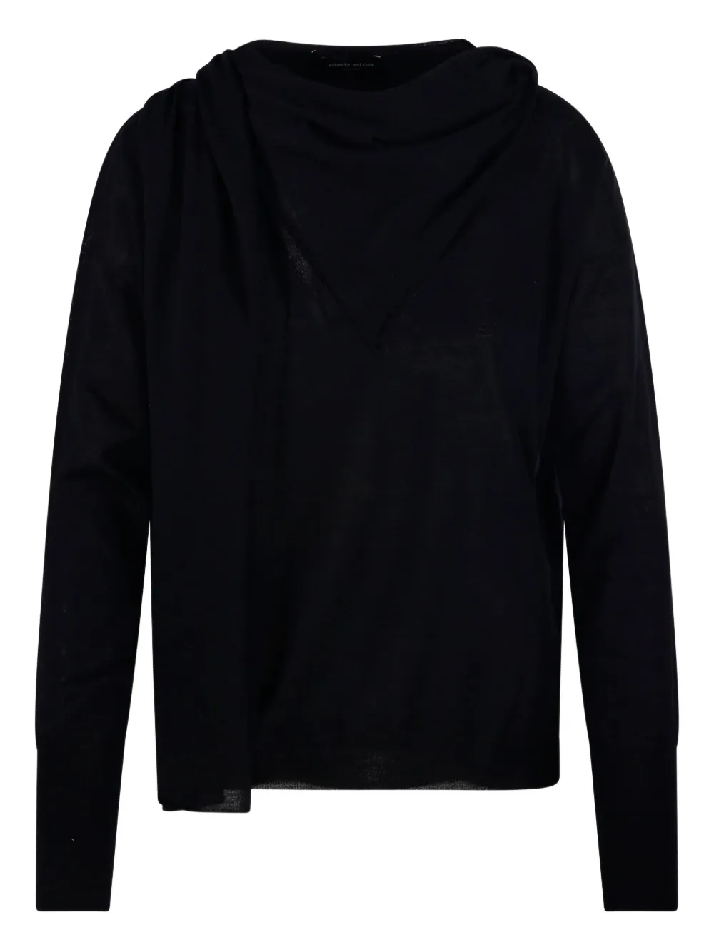 Свободный свитер с драпированным воротником-качелью Roberto Collina, черный
Свободный свитер с драпированным воротником-качелью Roberto Collina, черный