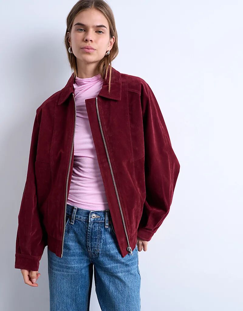 Куртка Topshop из искусственной замши с молнией по шву, бордового цвета
Куртка Topshop из искусственной замши с молнией по шву, бордового цвета