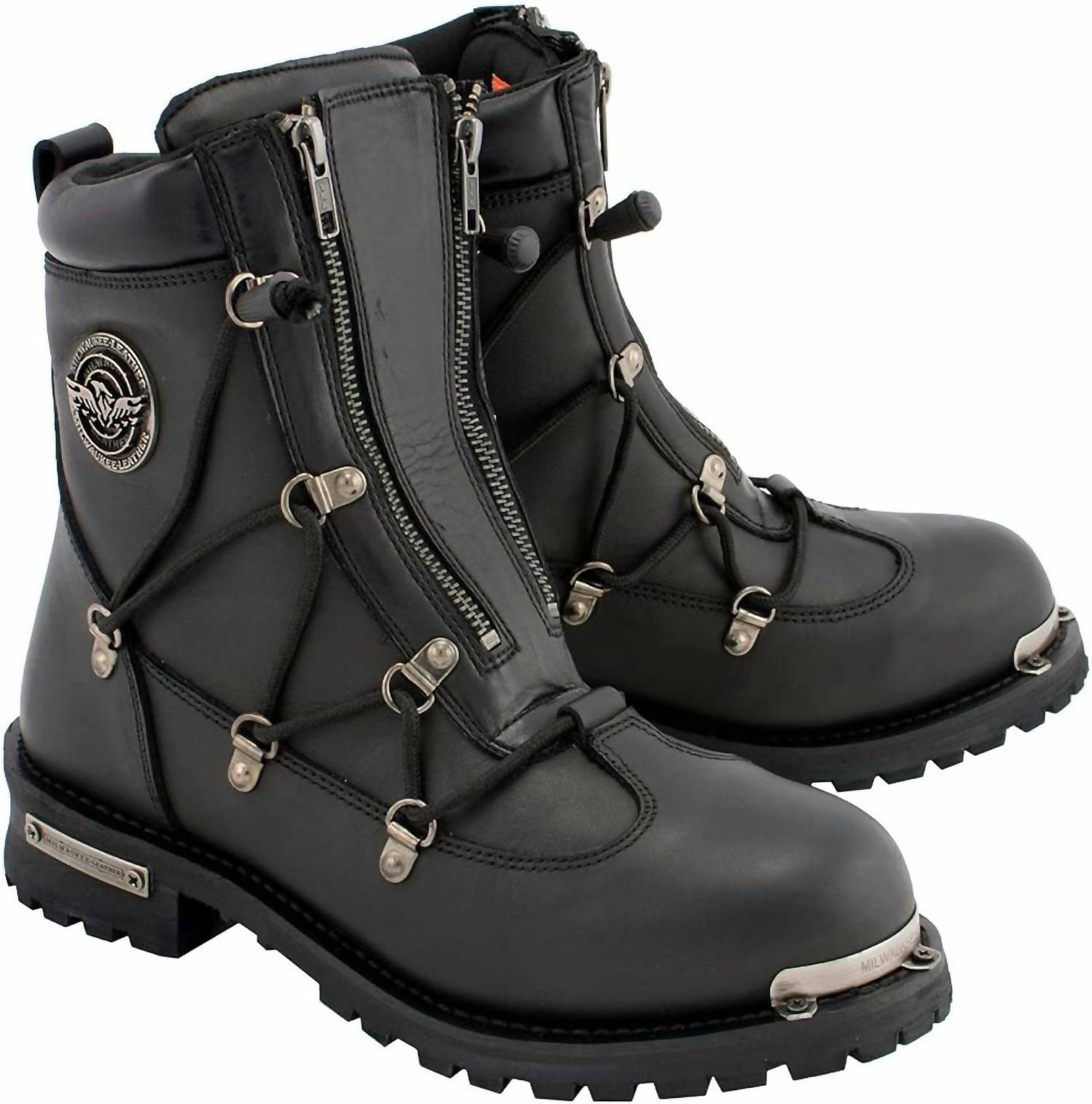 Мужские кожаные 6-дюймовые туфли с простым носком и двойной молнией черного цвета Milwaukee Leather
Мужские кожаные 6-дюймовые туфли с простым носком и двойной молнией черного цвета Milwaukee Leather