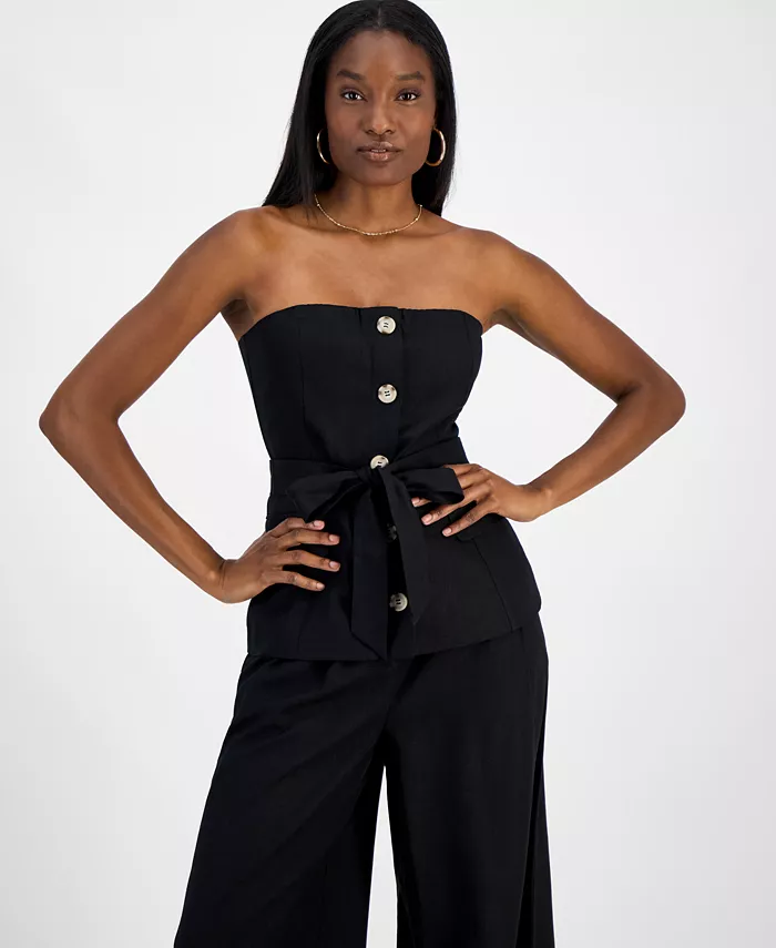 Женский топ без бретелей с поясом и застежкой на пуговицы Bar III, черный
Женский топ без бретелей с поясом и застежкой на пуговицы Bar III, черный