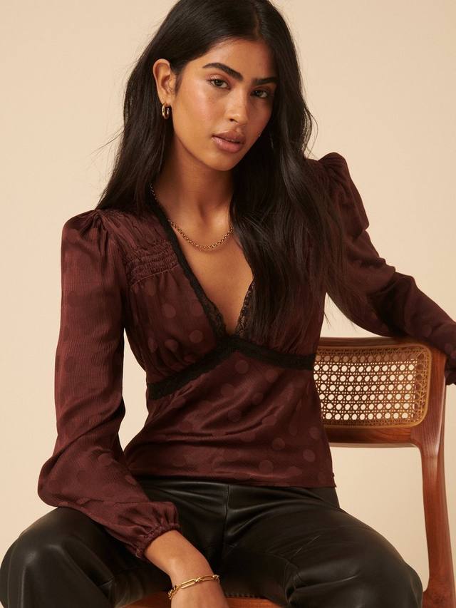 Топ Angela с длинными рукавами, кружевом и V-образным вырезом из вискозы LENZING ECOVERO Nobody's Child
Топ Angela с длинными рукавами, кружевом и V-образным вырезом из вискозы LENZING ECOVERO Nobody's Child