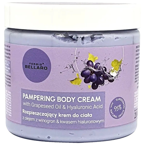 Нежный крем для тела с маслом виноградных косточек и гиалуроновой кислотой, 200 мл Fergio Bellaro Skin food
Нежный крем для тела с маслом виноградных косточек и гиалуроновой кислотой, 200 мл Fergio Bellaro Skin food
