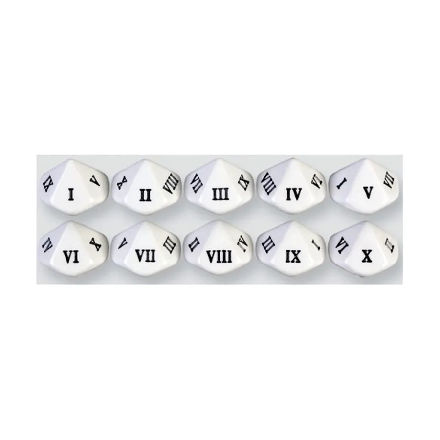 d10, 20 мм, римские цифры I-X, белый с черным (6), Dice - Symbols, Functional & Unique Dice
d10, 20 мм, римские цифры I-X, белый с черным (6), Dice - Symbols, Functional & Unique Dice