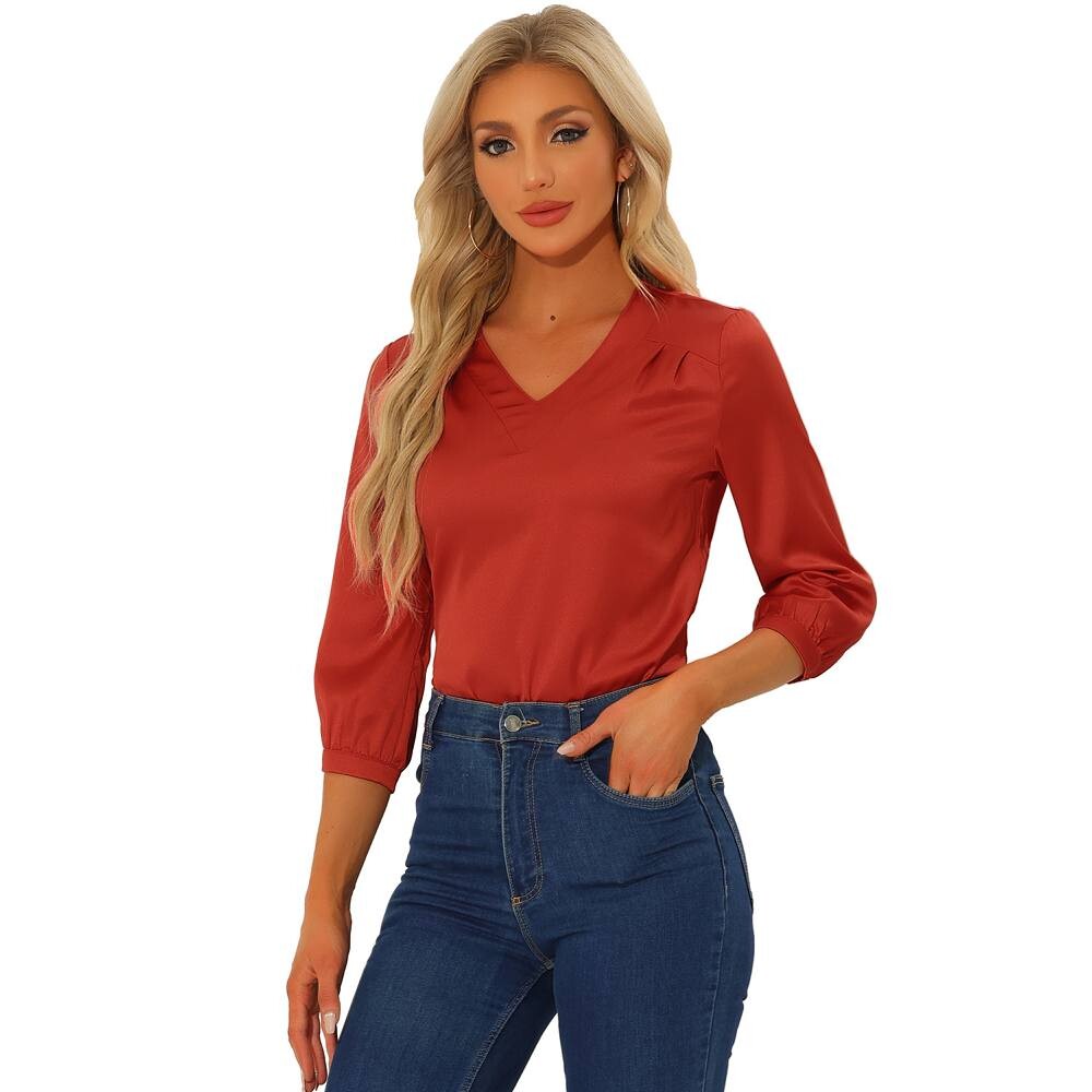 Женские повседневные атласные блузки для офисной работы с V-образным вырезом и рукавами 3/4 ALLEGRA K, красный
Женские повседневные атласные блузки для офисной работы с V-образным вырезом и рукавами 3/4 ALLEGRA K, красный