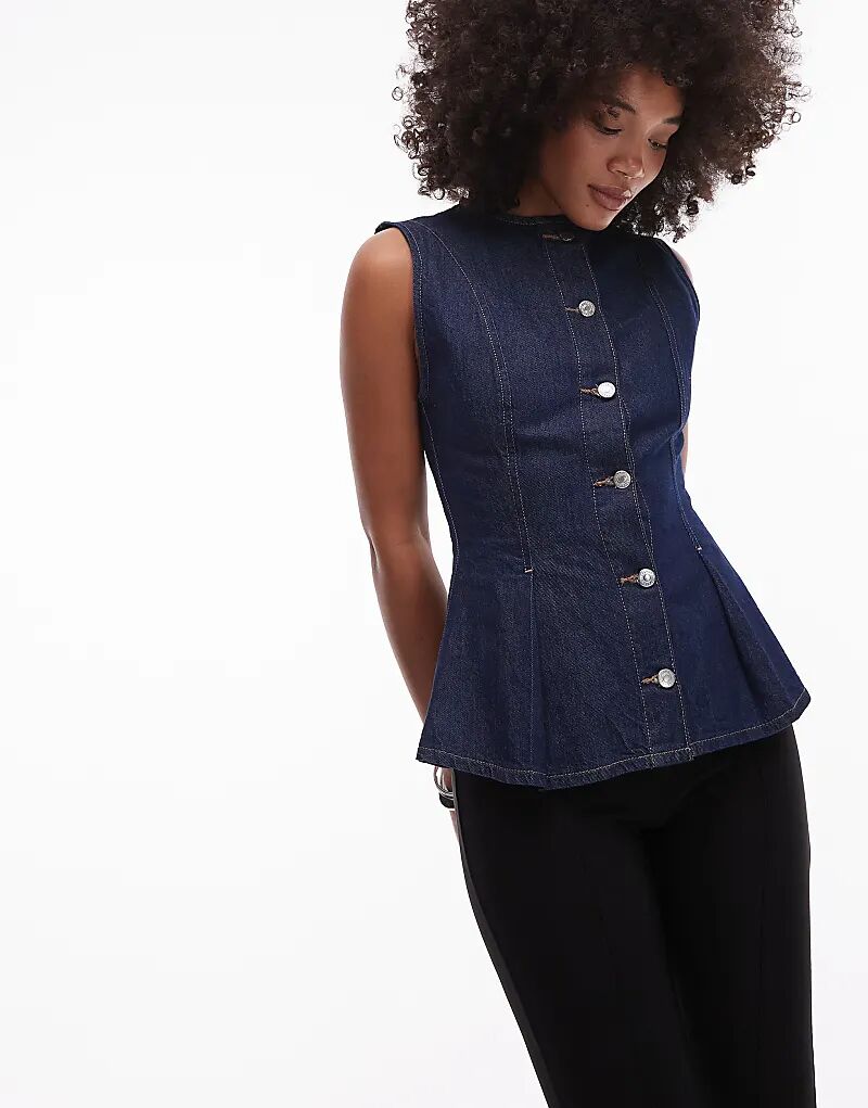 Джинсовый топ Topshop с баской и плиссе цвета индиго
Джинсовый топ Topshop с баской и плиссе цвета индиго