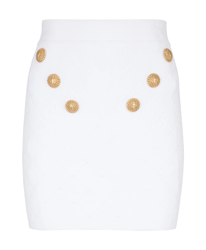 Вязаная юбка на шести пуговицах Balmain, белый
Вязаная юбка на шести пуговицах Balmain, белый