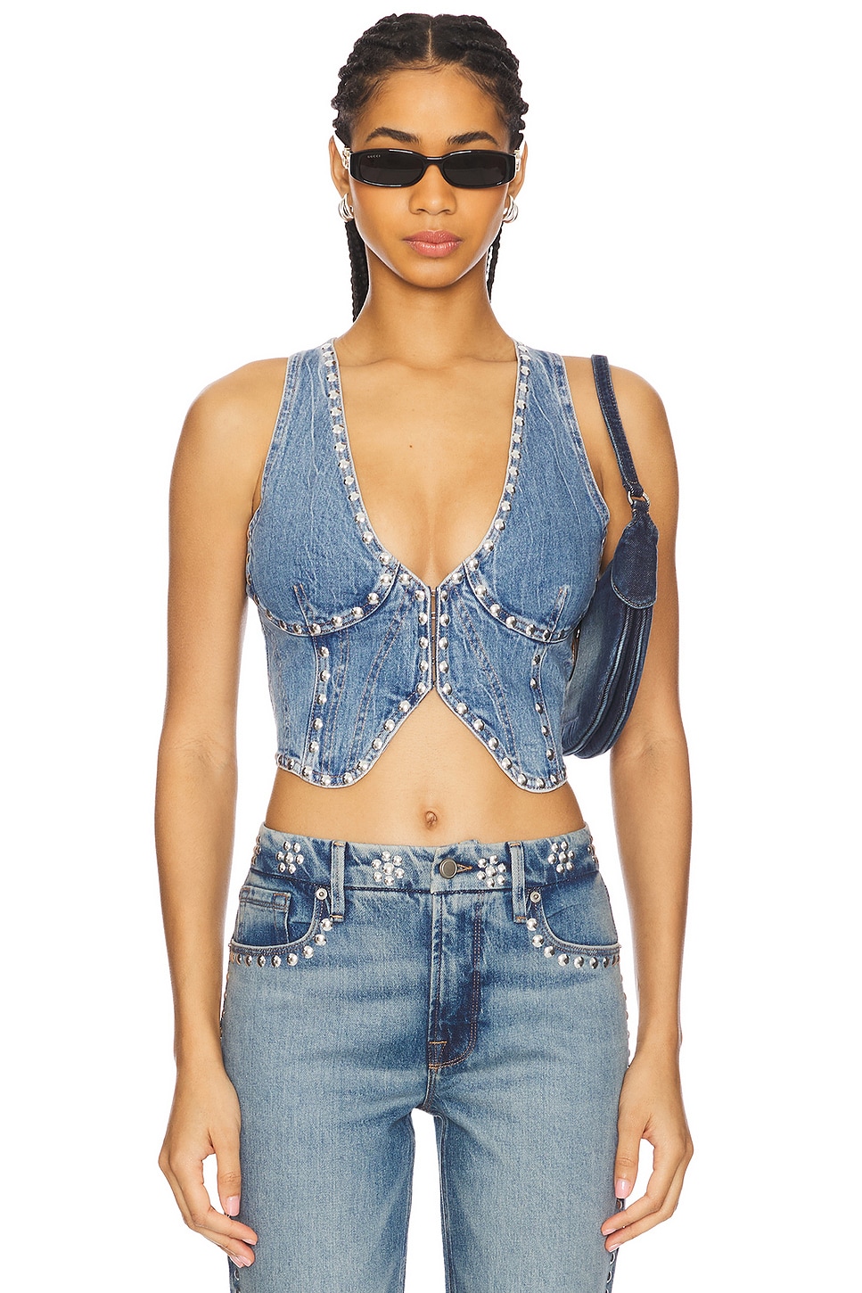 Жилет из клёпаного денима Good American, indigo895
Жилет из клёпаного денима Good American, indigo895