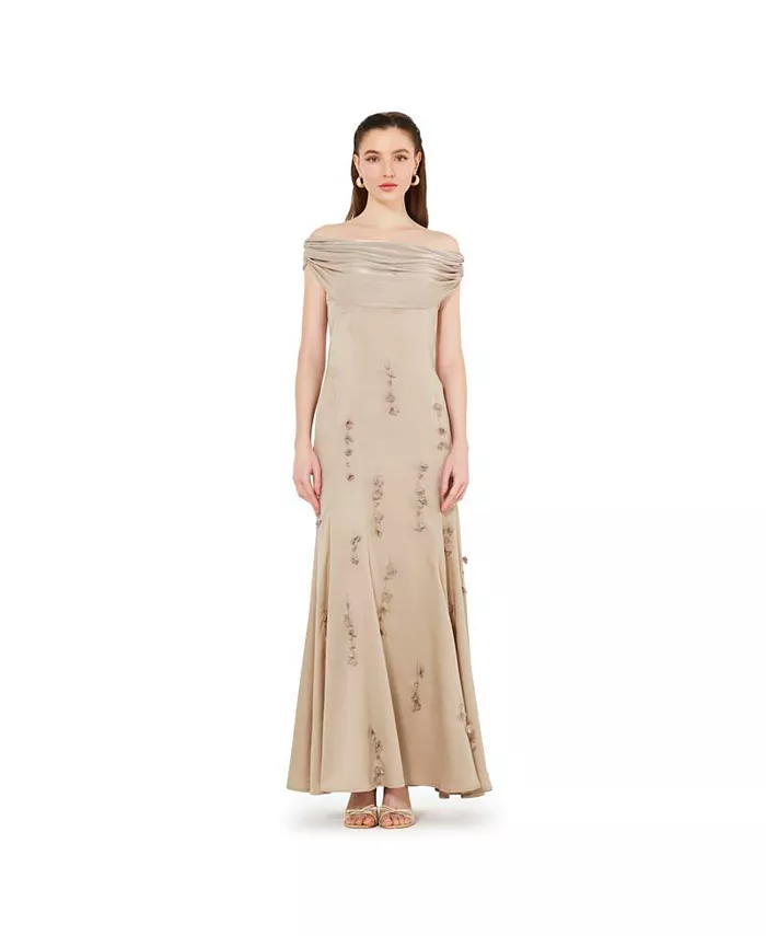 Женское платье с открытыми плечами, воротником-хомутиком и цветочным декором AMRI, коричневый/бежевый
Женское платье с открытыми плечами, воротником-хомутиком и цветочным декором AMRI, коричневый/бежевый