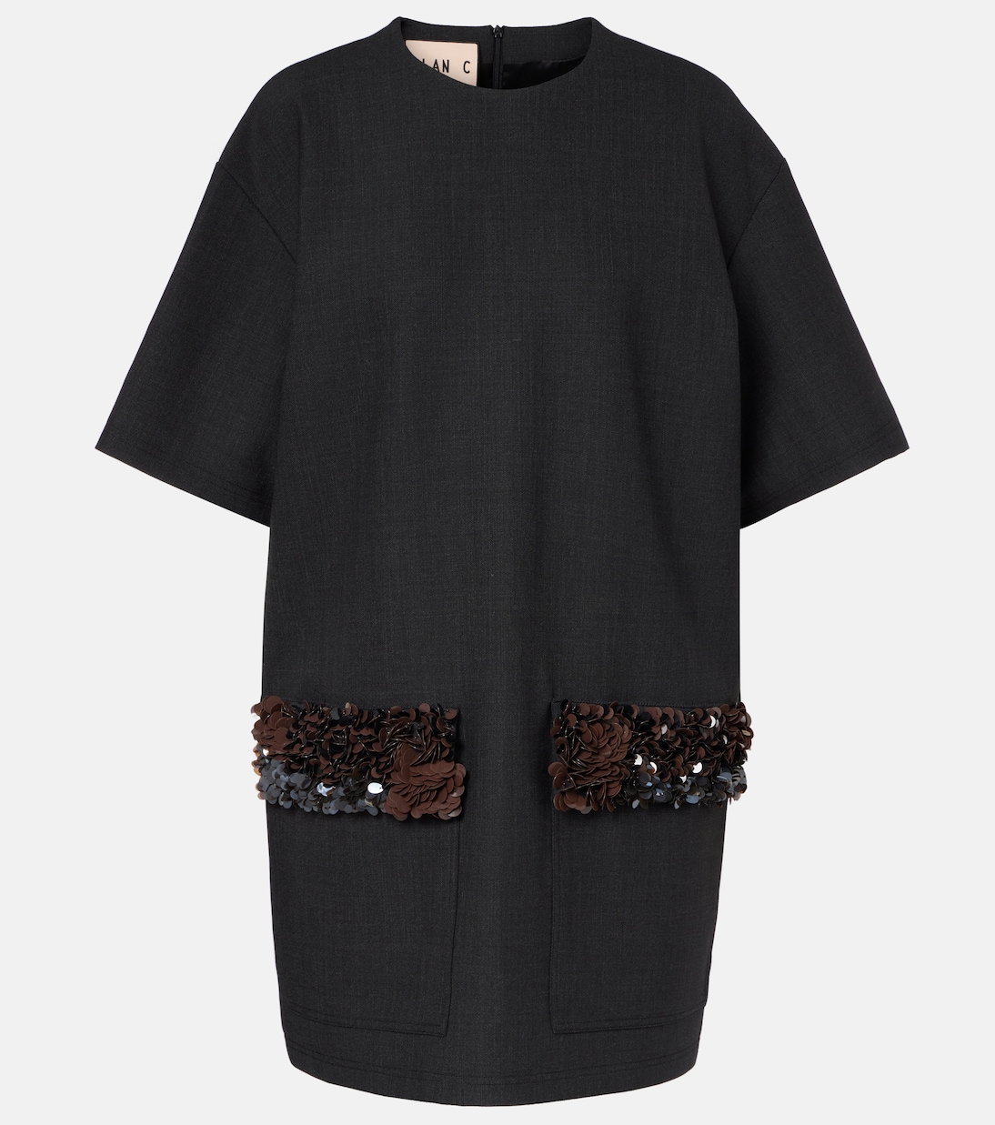 Мини-платье из смесовой шерсти с пайетками Plan C, Anthracite Melange
Мини-платье из смесовой шерсти с пайетками Plan C, Anthracite Melange