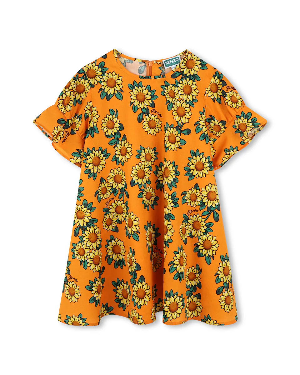 Платье для девочки с короткими рукавами и цветочным принтом Kenzo Kids, оранжевый
Платье для девочки с короткими рукавами и цветочным принтом Kenzo Kids, оранжевый