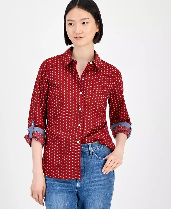 Женская хлопковая рубашка-фуляр с пуговицами спереди Tommy Hilfiger, красный
Женская хлопковая рубашка-фуляр с пуговицами спереди Tommy Hilfiger, красный