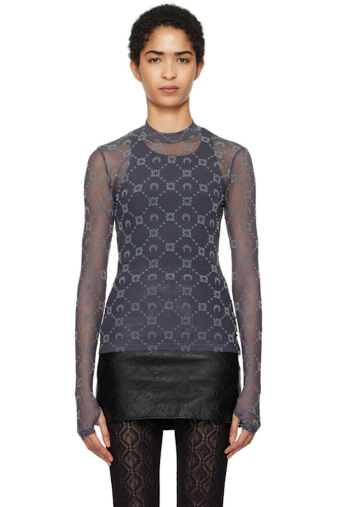 Серый топ с высокой горловиной и сеткой-монограммой Second Skin Marine Serre
Серый топ с высокой горловиной и сеткой-монограммой Second Skin Marine Serre