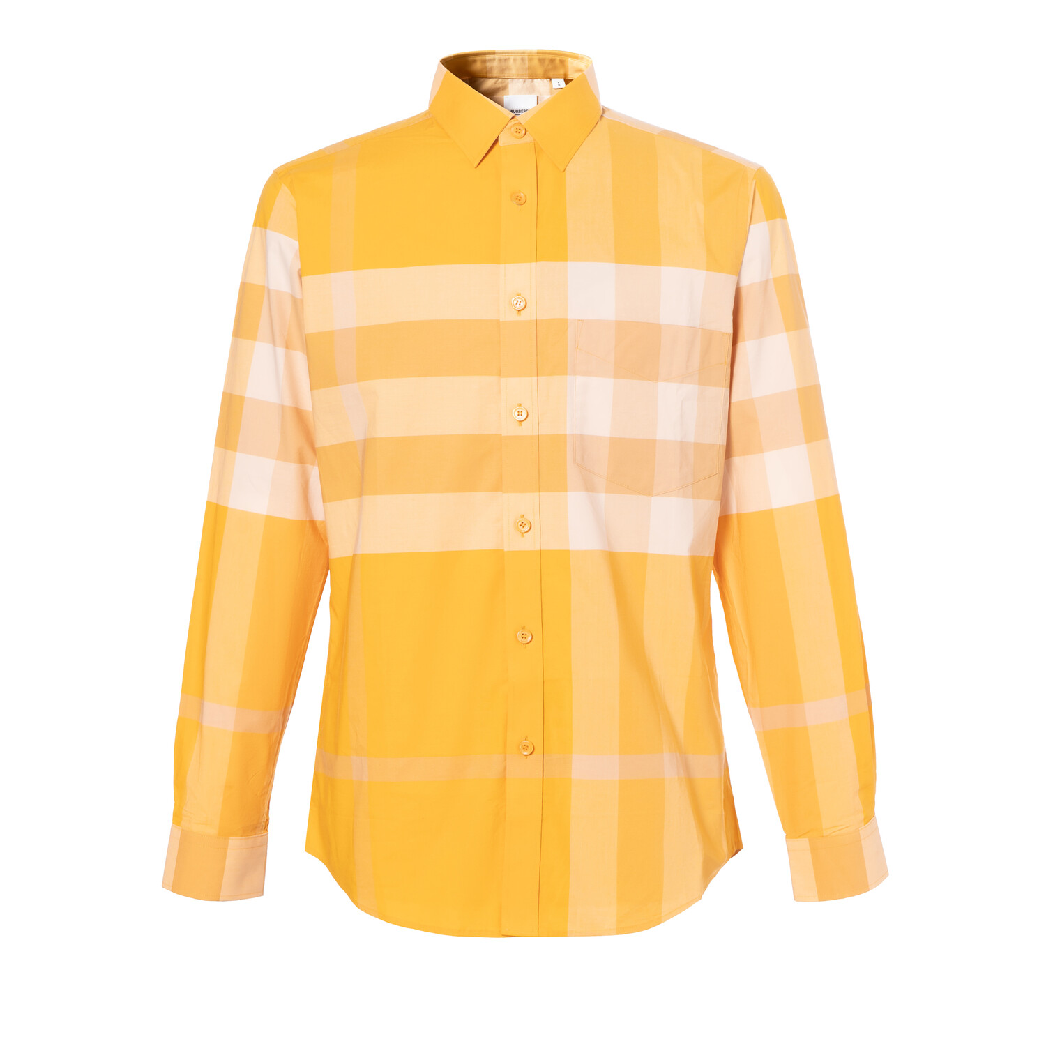 SS23 Мужская рубашка в клетку на пуговицах из хлопка с длинным рукавом Marigold Burberry, цвет Marigold 
SS23 Мужская рубашка в клетку на пуговицах из хлопка с длинным рукавом Marigold Burberry, цвет Marigold