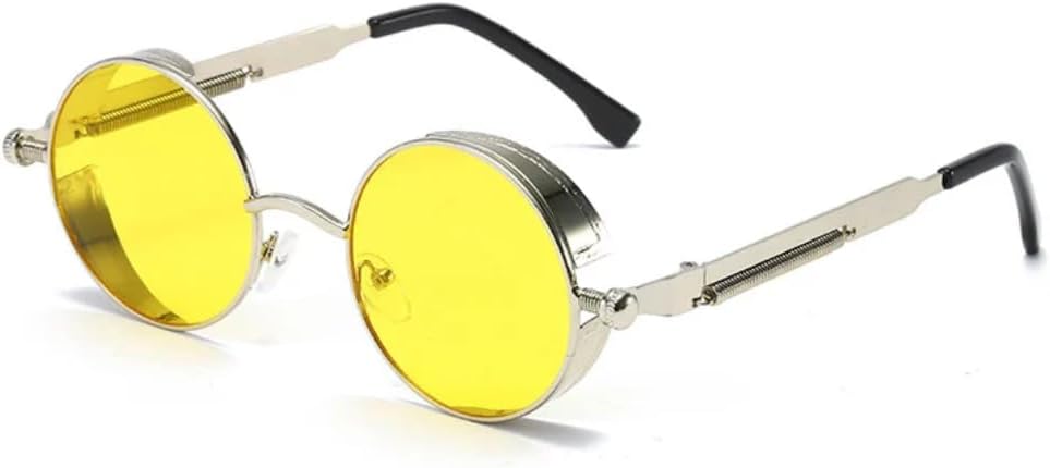 Солнцезащитные очки с защитой UV400 | Металлические круглые линзы в стиле панк | Цветные линзы | Для женщин и мужчин | Для занятий спортом на открытом воздухе и вождения DSVIGF, Silver-yellow
Солнцезащитные очки с защитой UV400 | Металлические круглые линзы в стиле панк | Цветные линзы | Для женщин и мужчин | Для занятий спортом на открытом воздухе и вождения DSVIGF, Silver-yellow