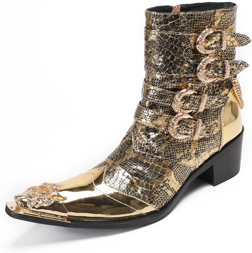 Ботинки Dacnakby Men Chelsea повседневные классические ботинки, кожаные с принтом под змею, вестерн-стиль, с металлическим острым носком, декоративной молнией и пряжками, для вечеринок, свадеб, дискотек, ручной работы, золотой
Ботинки Dacnakby Men Chelsea повседневные классические ботинки, кожаные с принтом под змею, вестерн-стиль, с металлическим острым носком, декоративной молнией и пряжками, для вечеринок, свадеб, дискотек, ручной работы, золотой