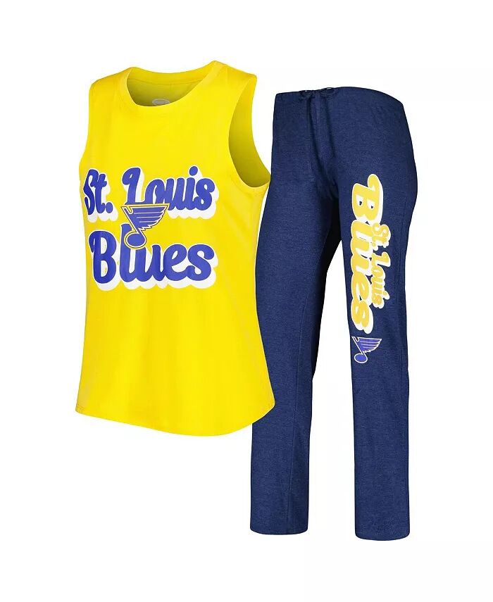 Женский комплект для сна из майки и брюк золотисто-синего цвета St. Louis Blues Meter Muscle Concepts Sport
Женский комплект для сна из майки и брюк золотисто-синего цвета St. Louis Blues Meter Muscle Concepts Sport