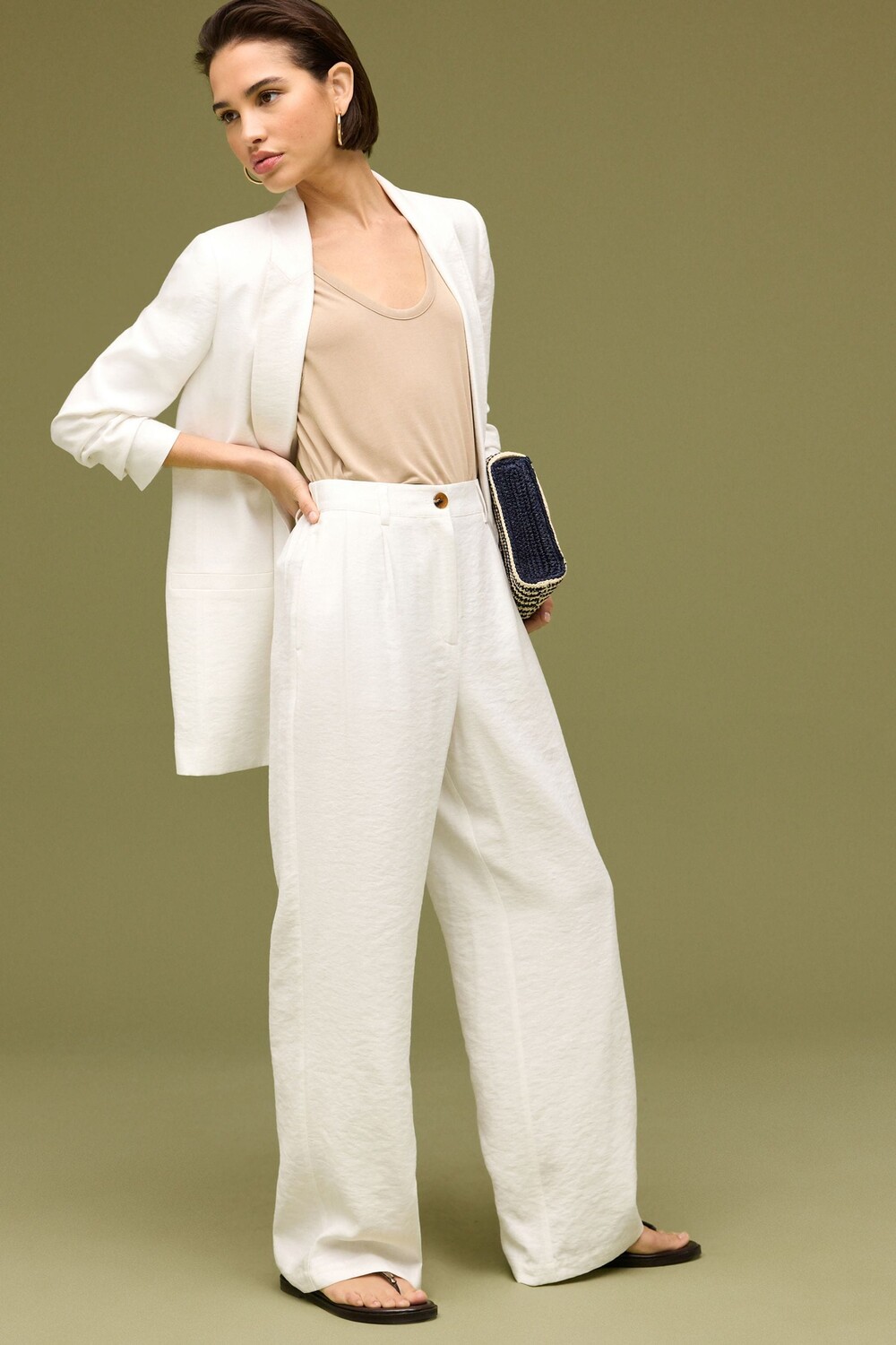 Широкие брюки с эластичной спинкой Next, белый
Широкие брюки с эластичной спинкой Next, белый