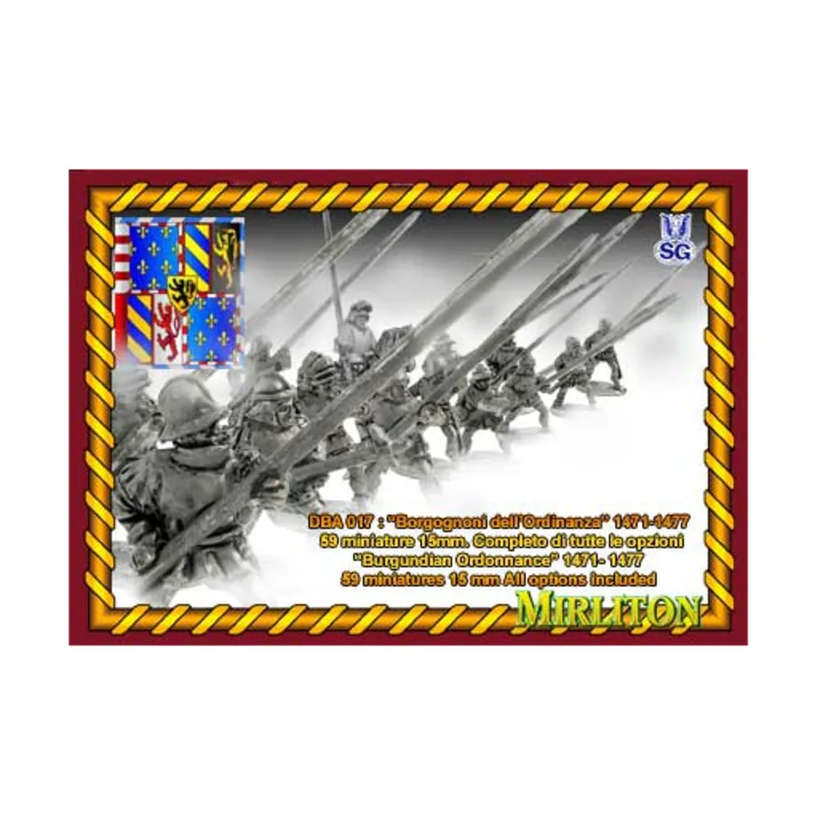 Бургундец Ордоннанса, Historical Miniatures (15mm) (Mirliton SG)
Бургундец Ордоннанса, Historical Miniatures (15mm) (Mirliton SG)