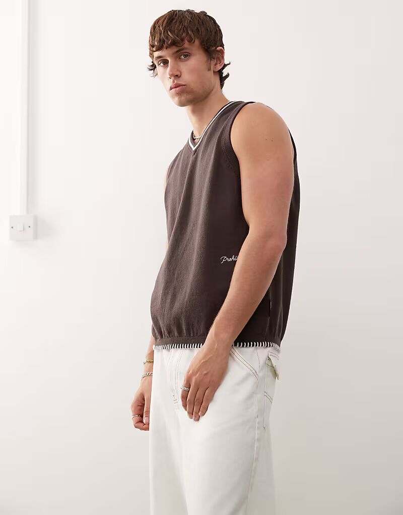 Жилет шоколадно-коричневого цвета Prohibited
Жилет шоколадно-коричневого цвета Prohibited