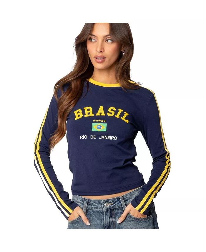 Женская бразильская вышитая футболка с длинным рукавом Edikted, синий
Женская бразильская вышитая футболка с длинным рукавом Edikted, синий