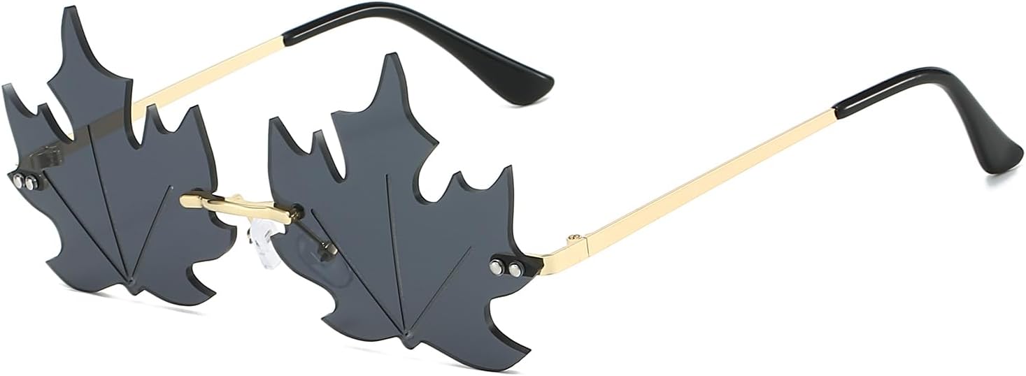 Модные солнцезащитные очки в форме кленового листа, винтажные, без оправы, с нестандартной металлической рамкой, декоративные очки унисекс для вечеринки или Рождества GNOLONG, Black Grey
Модные солнцезащитные очки в форме кленового листа, винтажные, без оправы, с нестандартной металлической рамкой, декоративные очки унисекс для вечеринки или Рождества GNOLONG, Black Grey