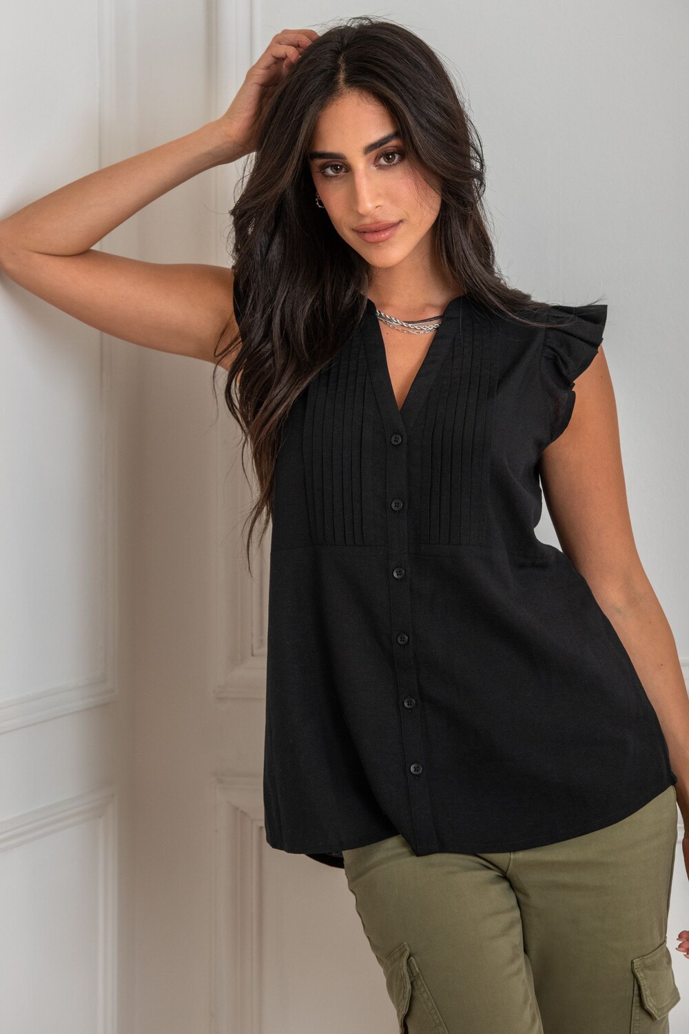 Удлиненная тканая рубашка Poppy с пышными рукавами и оборками Pour Moi, черный 
Удлиненная тканая рубашка Poppy с пышными рукавами и оборками Pour Moi, черный