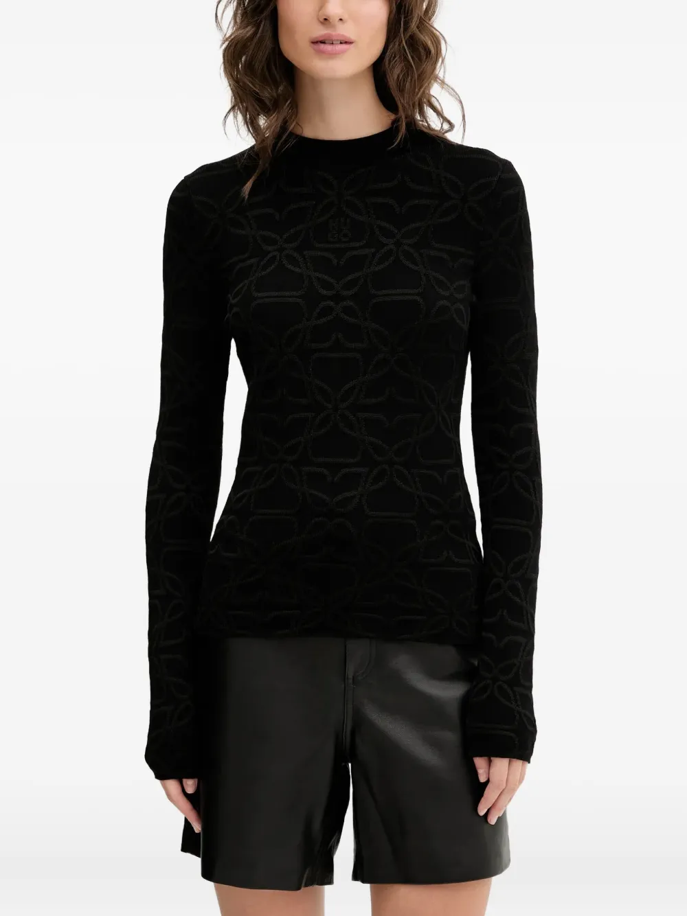 Свитер с тисненым узором HUGO, черный
Свитер с тисненым узором HUGO, черный