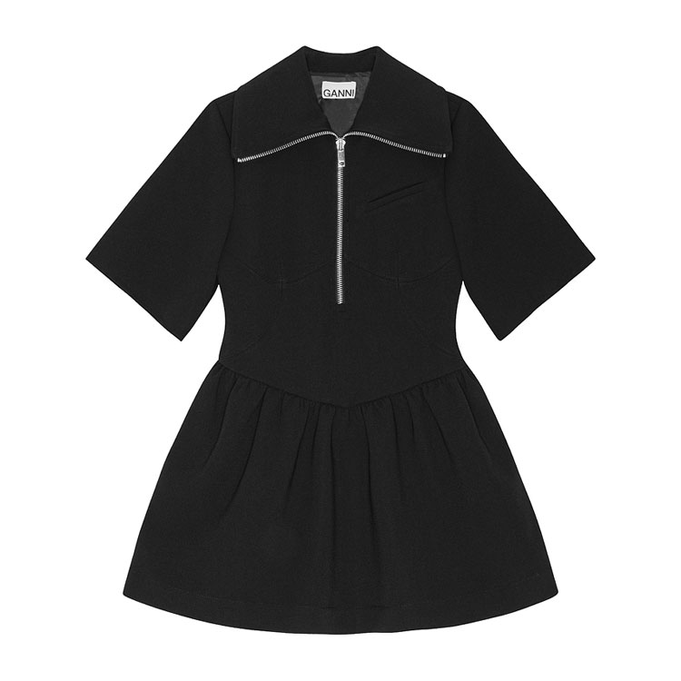 Мини-платье из крепа bonded GANNI, черный
Мини-платье из крепа bonded GANNI, черный