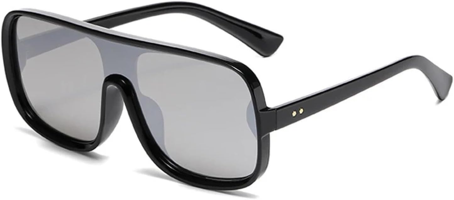 Модные женские солнцезащитные очки большого размера с ретро-заклепками, мужские солнцезащитные очки с градиентным зеркальным покрытием и защитой от УФ-излучения UV400 TVTBBVV, Black Silver Mirror
Модные женские солнцезащитные очки большого размера с ретро-заклепками, мужские солнцезащитные очки с градиентным зеркальным покрытием и защитой от УФ-излучения UV400 TVTBBVV, Black Silver Mirror