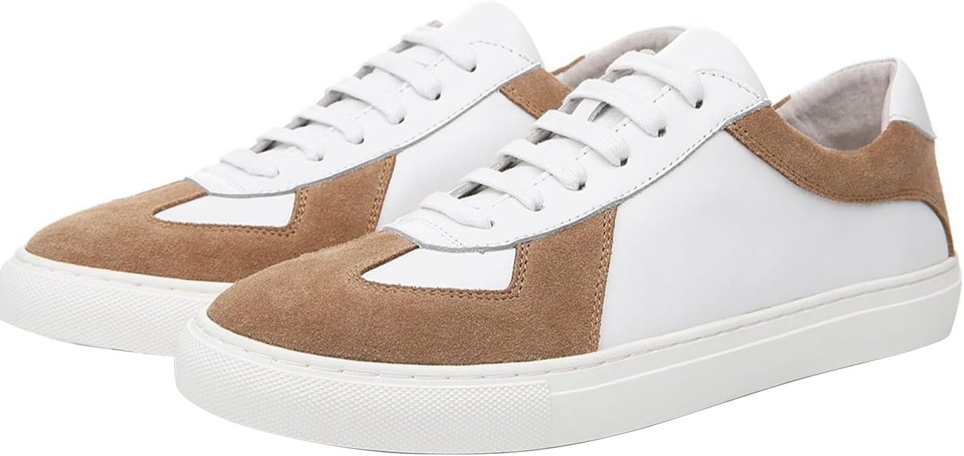 Мужские повседневные кроссовки Santimon из натуральной кожи - двухцветные дерби низкие спортивные туфли для комфорта и стиля, белый/коричневый
Мужские повседневные кроссовки Santimon из натуральной кожи - двухцветные дерби низкие спортивные туфли для комфорта и стиля, белый/коричневый