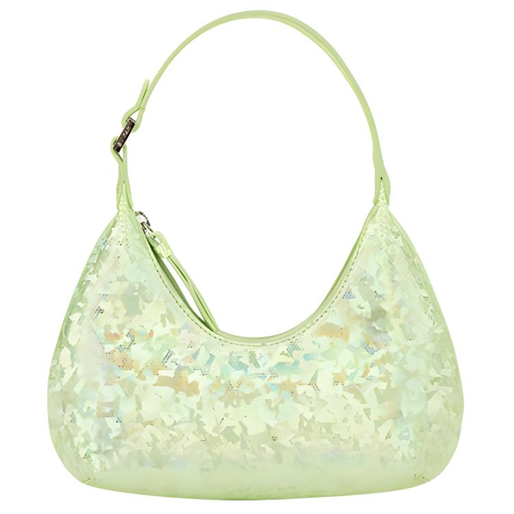 Сумка через плечо из кожи янтарной коровы в форме полумесяца, портативная клатч на одно плечо, обычная женская зелёная By Far