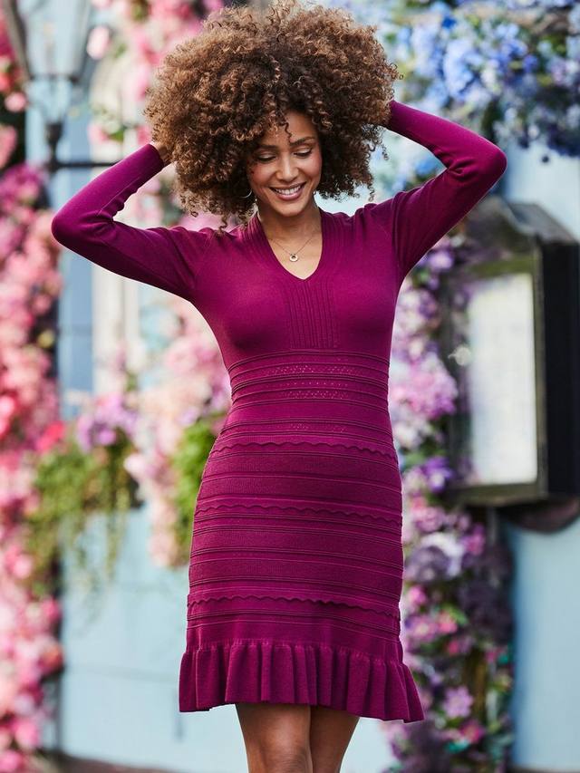 Трикотажное платье с оборками на подоле Sosandar, бордовый
Трикотажное платье с оборками на подоле Sosandar, бордовый