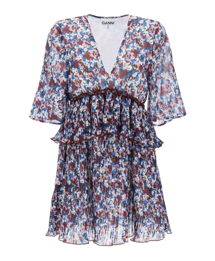 Плиссированное мини платье с цветочным принтом Ganni, мультиколор
Плиссированное мини платье с цветочным принтом Ganni, мультиколор