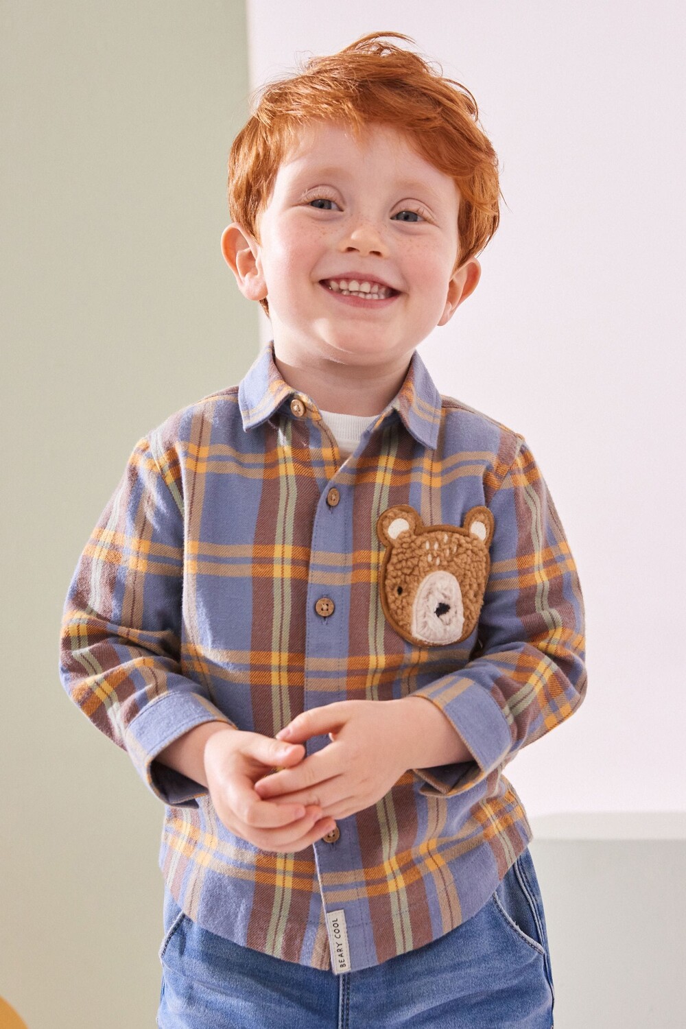 Рубашка в клетку с длинными рукавами из 100% хлопка (3 мес 7 лет) Next, синий 
Рубашка в клетку с длинными рукавами из 100% хлопка (3 мес 7 лет) Next, синий