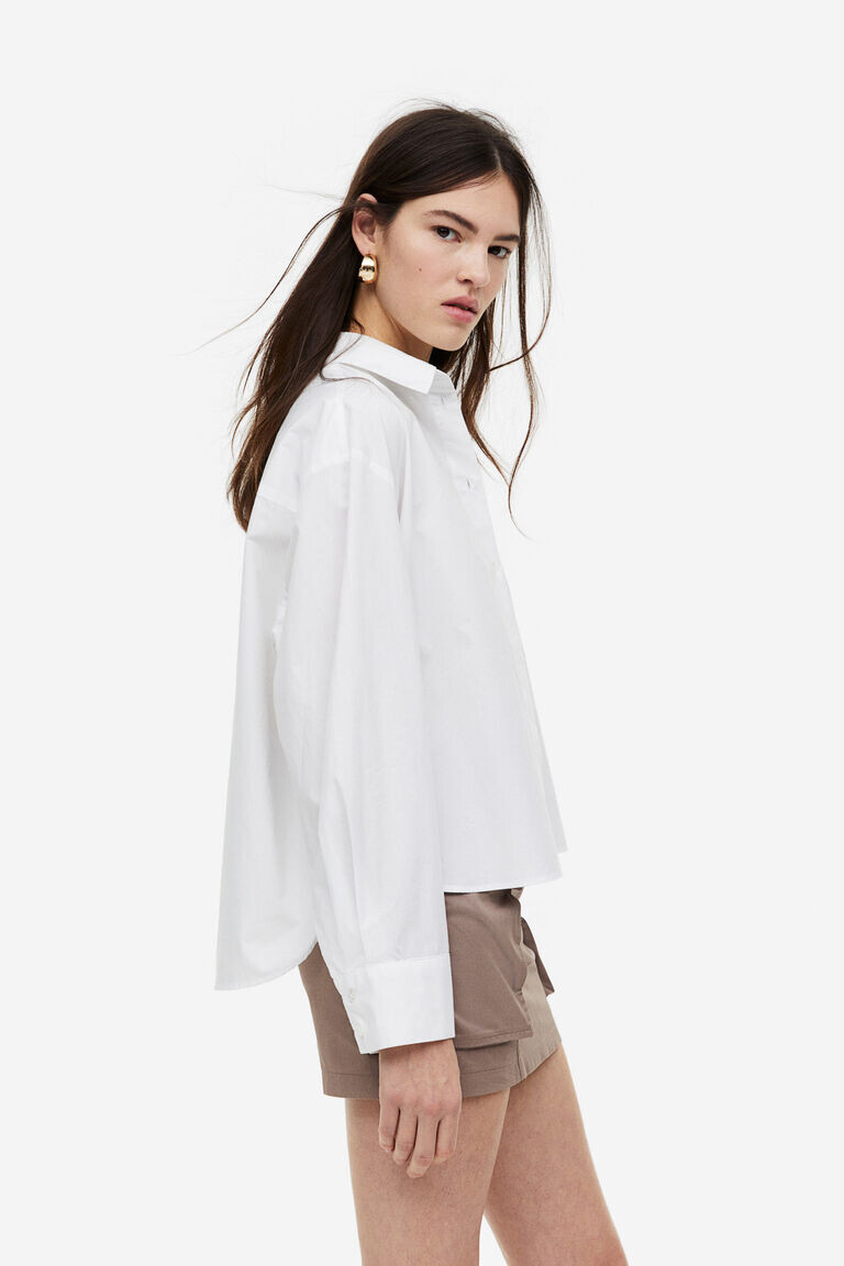 Рубашка оверсайз H&M, белый
Рубашка оверсайз H&M, белый