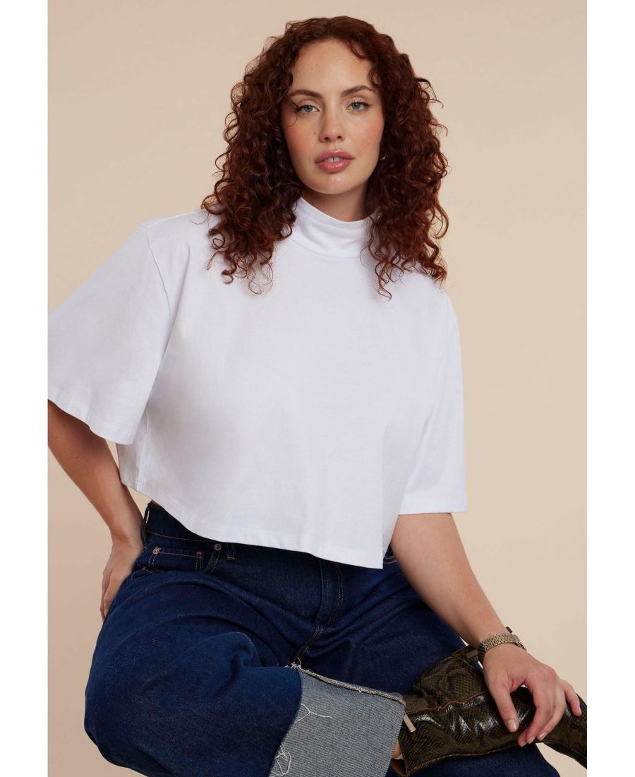 Женская блузка большого размера с высоким воротником и присборенными рукавами ELOQUII, Optic white
Женская блузка большого размера с высоким воротником и присборенными рукавами ELOQUII, Optic white