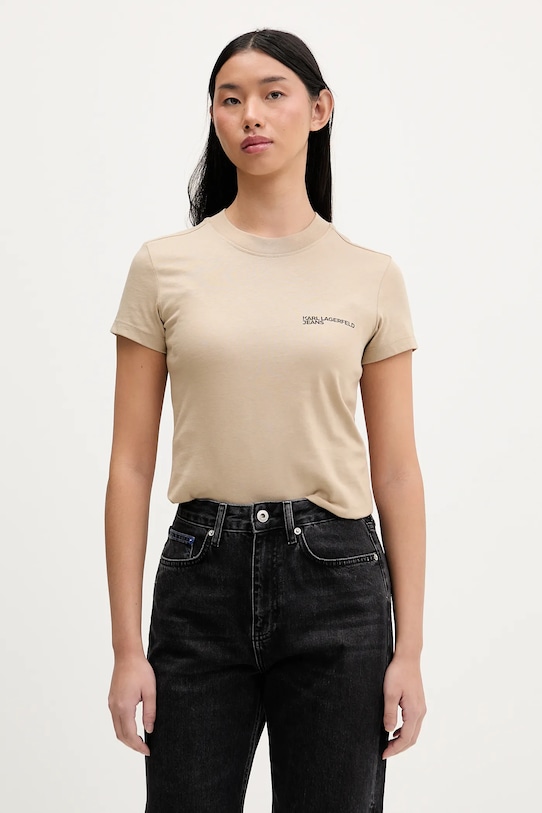 Хлопковая футболка Karl Lagerfeld Jeans, бежевый
Хлопковая футболка Karl Lagerfeld Jeans, бежевый
